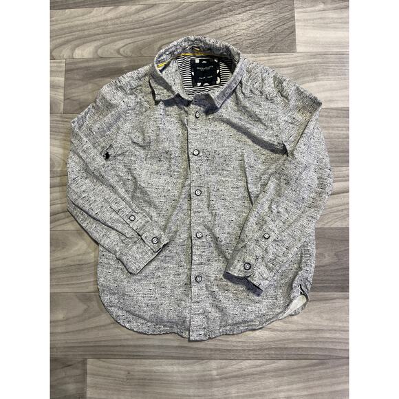 Denim & Flower Ricky Singer Button Down Shirt. Boys Sz 5/6 Gray W Speckled - Picture 1 of 8